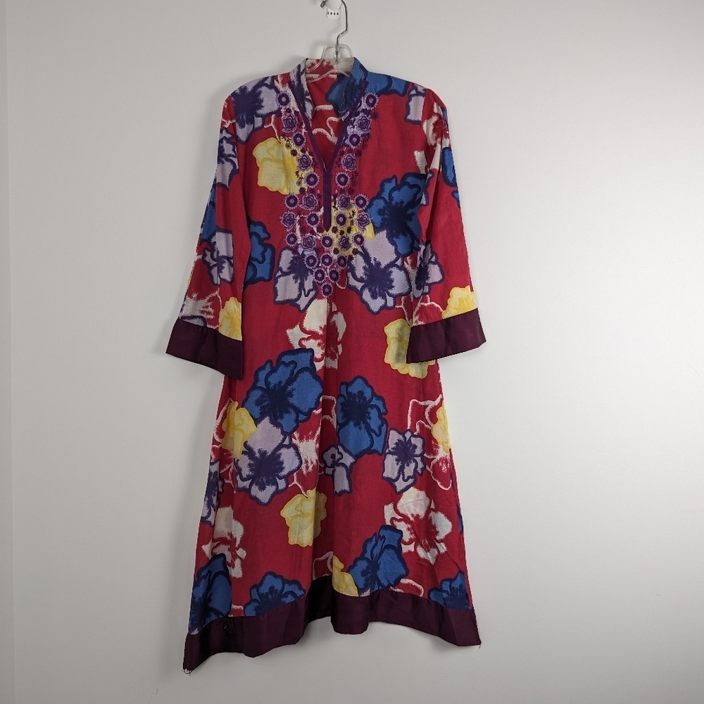 Vibrant Floral Tunic Dress - Women's Approximate Size M